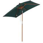 Parasol rectangulaire inclinable bois polyester haute densité 2L x 1,5l x 2,3H m vert foncé