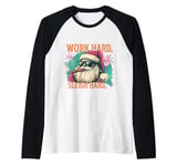 Funny Santa Work Hard Sleigh Hard Sleigher Christmas Cigar Raglan Baseball Tee