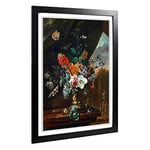 Big Box Art Framed Print of Maria Van Oosterwijk Flower Still Life 2 Design | Wall Art Picture | Home Decor for Kitchen, Living Room, Bedroom, Hallway, Black, A2 / 24.5x18 Inch / 62x45cm