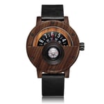 MKDLB Wooden watch Creative Wooden Watch Men Wrist Watches Real Solid Natural Walnut Wood Watches Rosewood Male Turntable Compass Wristwatch Clock,Walnut Wood Watch