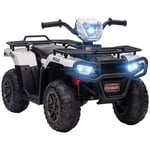 HOMCOM Ride On 12V Electric Quad Bike for Kids w/ LED Headlights, Music - White