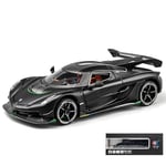 1/24 Koenigsegg Jesko Diecast Legering Metall Leksaksbil Miniatyrfordon Modell Dra Tillbaka Ljud Ljus Dörrar Öppningsbar Samling Present black