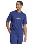 adidas Essentials Linear Single Jersey T-Shirt, Dark Blue/White