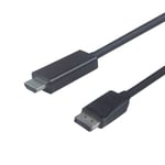 NÖRDIC 2m Displayport 1.2 till HDMI kabel UHD 4K i 30Hz 108Gbps för HDTV dubbelskärmad