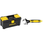 Stanley STST1-75517 Essential 16" Toolbox with Plastic Latches, Black/Yellow & MAXSTEEL Adjustable Wrench 30 x 200 mm Protective Phosphate Finish and Ergonomic Bi Material