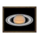 Artery8 Hubble Space Telescope Image Saturn Opposition 2018 Portrait Of Opulent Ring World Solar System Gas Giant Planet Artwork Framed Wall Art Print 18X24 Inch