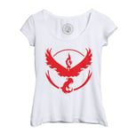 T-Shirt Femme Col Echancré Pokemon Go Equipe Bravoure Jeux Video Geek