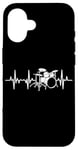 Coque pour iPhone 16 Batterie de musique ECG Heartbeat Band Drum Kit