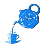FLEXISTYLE Horloge Murale de Cuisine Moderne en Forme de Tasse et Pot 45 x 45 cm Design Silencieux 3D Fabriqué en UE (Bleu)