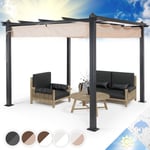 Blumfeldt - Pergola Aluminium 3x3m, Pergola Terrasse, Tonnelle de Jardin avec Toit Rétractable, Kit Pergolas en Métal, Cadre en Aluminium, Protection