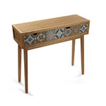 Versa Alfama Meuble d'Entrée Étroit pour Entrée ou Couloir, Table Console, avec 2 tiroirs, Dimensions (H x l x L) 81,5 x 30 x 90 cm, Bois, Couleur: Gris