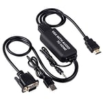 VGA to HDMI Cable, VGA to HDMI Adapter Cable with Audio for Connecting Old PC, Laptop with a VGA Output to New Monitor, Display, HDTV with HDMI Input(Male to Male)