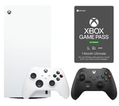 Microsoft Xbox Series X Digital Edition (1 TB, White), Wireless Controller (Black) & Game Pass Ultimate (1 Month Membership) Bundle, Black