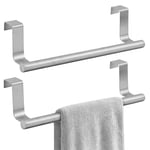 2Pcs Stainless Steel Towel Holder Kitchen Towel Rail Door Hanging Tea Towel Holders with Non-Scratch Pad Over Door Towel Rail (23.5cm)