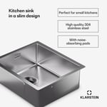 Kitchen Sink Bowl Unit Rectangular Kitchen Basin Stainless Steel Drainer 45x39cm