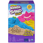 Kinetic Sand Scents, Coffret de 907 g Contenant 4 sachets de Sable aux parfums Biscuit en Folie, Parfum Qui Donne la Banane, Fraîcheur pastèque et Délice mûre et Myrtille