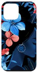 Coque pour iPhone 12 mini Noir Vintage Ethnique Island Fleur Fille Motif Bleu