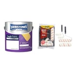 Johnstone's - Washable Paint - Pure Brilliant White - Matt Finish - Emulsion Paint & Fit For The Job FRRT003 7 piece Emulsion Paint Roller Set, 2x 9 inch & 2x Mini Paint Rollers