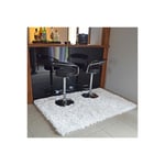 Décoweb - Tapis Shaggy Pop poils longs - Blanc Neige - 120 x 170 cm