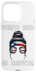 Coque pour iPhone 15 Pro Max Puerto Rico Se Respeta Hair Chignon PR Drapeau Bandana Lunettes de soleil