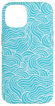 Coque pour iPhone 14 Motif simple bleu dessiné à la main sans couture