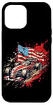 iPhone 12 Pro Max Vintage Auto Racing Car American Flag 4th of July, Auto Race Case