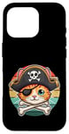 Coque pour iPhone 16 Pro Adorable chat avec chapeau de pirate pour enfant