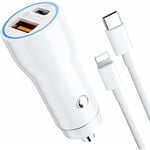 Rosemary - Chargeur Allume Cigare pour iPhone, Chargeur Voiture Rapide usb c 38W avec pd 20W usb-c & qc 3.0 18W usb-a Allume Cigare Adaptateur avec