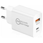 20W Rapide Prise Chargeur usb c, usb c+usb a Universal Adaptateur pd&qc 3.0 Charge Secteur pour i Phone 13,12,12 Mini,Pro,Max,11,11pro,XS,XR,8