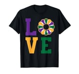 Word L O V E Love King Cake Mardi Gras Purple Green Gold T-Shirt