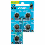 5 X Vinnic LR54 Piles L1131F AG10 Alcaline Piles Bouton 189 V10GA 1.5V