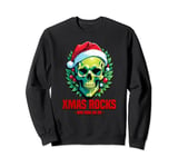 Bony Scary Xmas Fun Skull Santa Leafs for Party People Sweatshirt