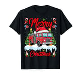 Xmas Tree Lighting Santa Hat Fire Truck Christmas T-Shirt