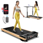 VANGONA Tapis de Marche Bois, 2,5 HP Tapis de Course Électrique avec Bluetooth et connectivité à l'application, 6km/h Walking Pad, Tapis de Course Extra Large 46 cm, Déplacer et Ranger Debout