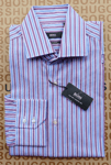 New Hugo BOSS blue purple regular striped smart suit shirt Medium 15.5 39 £109