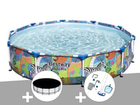 Kit piscine tubulaire Bestway Steel Pro ronde 3,05 x 0,66 m + Bâche de protection + Kit d'entretien