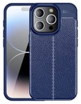 Apple iPhone 15 Pro Max Leather Texture Case Navy