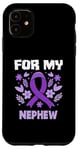 Coque pour iPhone 11 Ruban violet de sensibilisation au lymphome de Hodgkin pour mon neveu