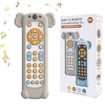 JoyJoyful Jouet Telecommande TV Enfant Bebe 1 an, 3 Langues Jeux Educatif Cadeau Fille 1 an pour Français/Espagnol/Anglais, Jouets Musicaux, Jouets d'apprentissage Précoce Einstein(Koala Blanc)