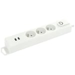 PROFILE Blocs Multiprise x3 + 2 Ports USB + Interrupteur - 1,5 m - Blanc