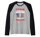 Veterans Because Americans Need Heroes Too US Flag Patriotic Raglan Baseball Tee