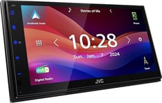 JVC KW-M595DBT – Récepteur Mono-récepteur WSVGA (1024 x 600 px) avec Dab+/FM, CarPlay, Android Auto, Apple & Android USB, Bluetooth, écran Tactile capacitif, DSP, 4 x 50 W, 3 pré-Sorties 2,5 V