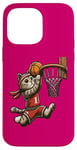 Coque pour iPhone 14 Pro Max Belle idée cadeau design drôle chat qui fait du basketball