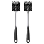 MR.SIGA Lot de 2 Goupillons Bouteille, Brosse à Bouteille avec Long Manche, Goupillon Biberon Brosse de Nettoyage Bouteille en Verre, Tasse, Noir