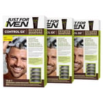 Just For Men Control GX, Shampooing Et Colorante Pour Cheveux Blancs Pour Hommes, Avec De L'Huile De Noix De Coco Et De L'Aloe Vera, Pour Tous Les Nuances, 118 ml (Lot De 3)