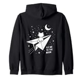 Cat Paper Plane Moon Children Cute Zip Hoodie