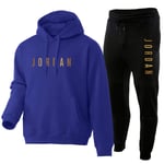 NFGH Tracksuit pour Femmes Full - Gold Jordan Top + Pantalons 2-Pack Sweat à Capuche Jordan Jordanie Sweat-Shirt Jogging Unisexe Blue-M