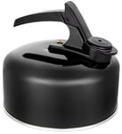 1-Litre Black Stainless Steel Whistling Stove Top Kettle, Camping Kettle with Handle, Non-Induction, Lightweight & Durable