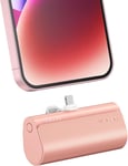 Mini Power Bank 5000 Mah, 20 W Pd Mini Batterie Externe Portable Pour Téléphone Portable, Charge Rapide, Chargeur Sans Fil, Petit Et Léger, Compatible Avec Iphone, Etc. (Rose)