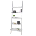 Casaria® Étagère Murale 180 cm Étagère échelle 5 tablettes Meuble de Rangement Style échelle Décoration Blanche